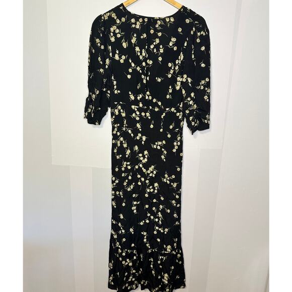 Flynn Skye Elsie Black Tulip Floral Midi Maxi Boho Dress Women's Medium - Picture 10 of 11